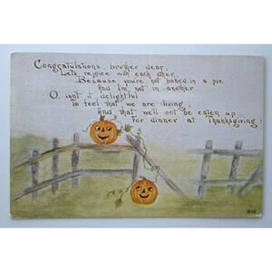 Halloween Thanksgiving Postcard Pumpkins Owen Serie 800 Original Norfolk VA 1911